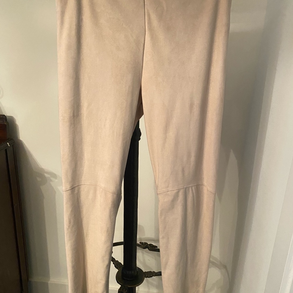 Soft faux suede pants -size L -Blush color
